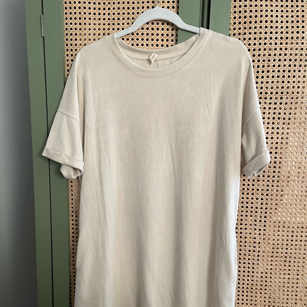 Cream Suede Shift Dress